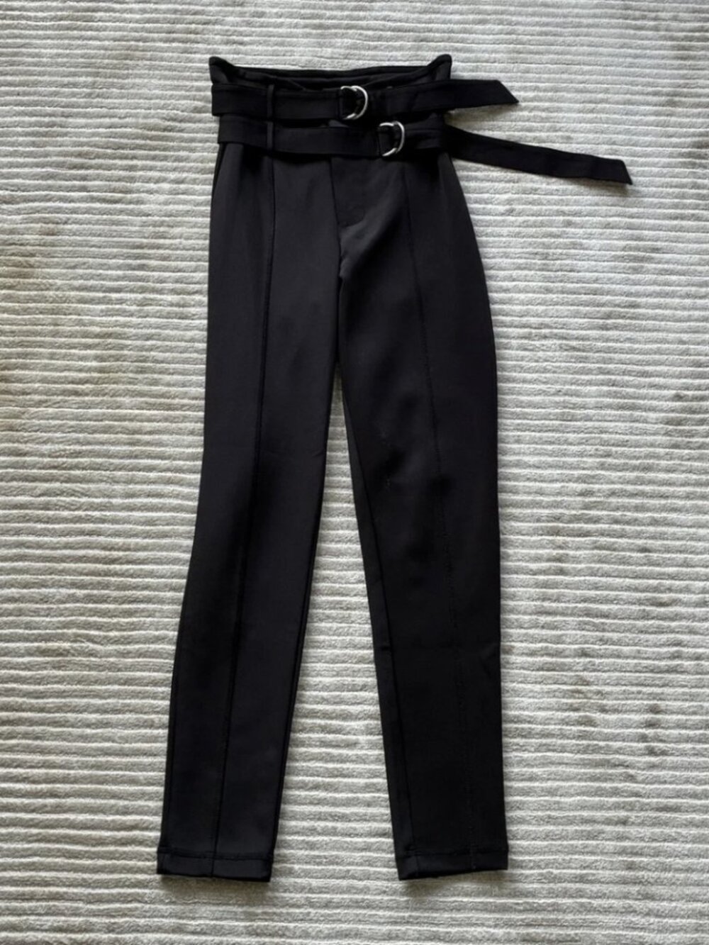 Nasty Gal High-Waist Black Belted Tapered Pants - XS